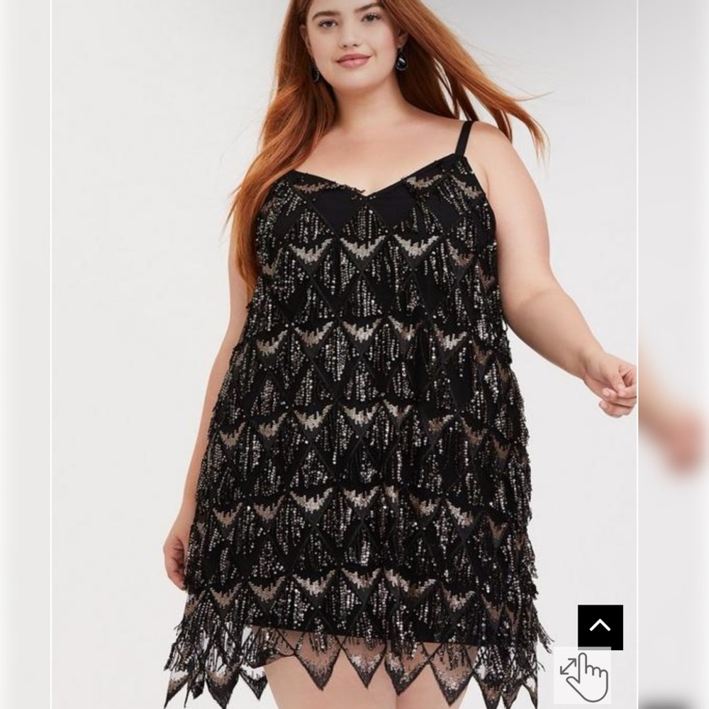 Torrid Fringe Black and Gold Party / Holiday  Dress Plus Size 2XL